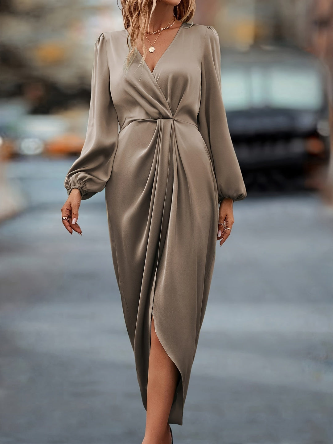 Clara | Women’s Long Sleeve Wrap Midi Dress