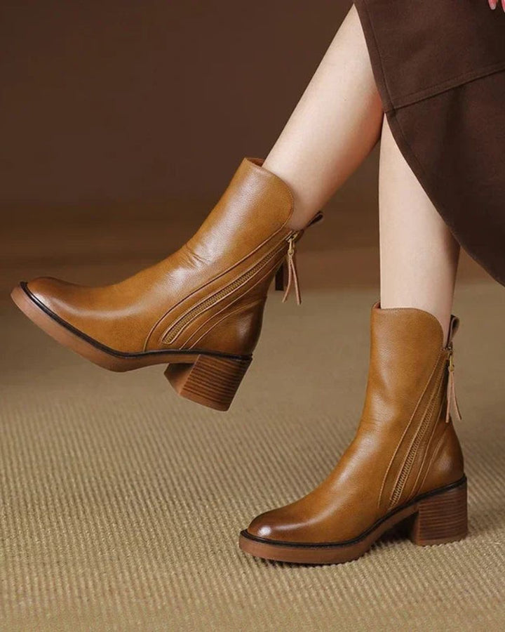 ANNA™ – Elegant Leather Boots with Comfy Heel