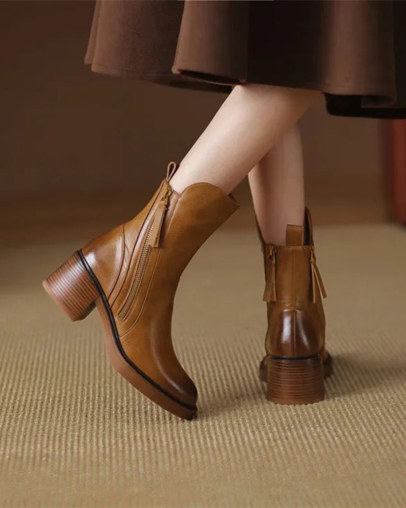 ANNA™ – Elegant Leather Boots with Comfy Heel