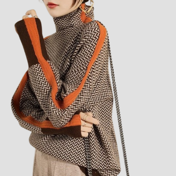 ETTA™ – Contrast Stripe Turtleneck