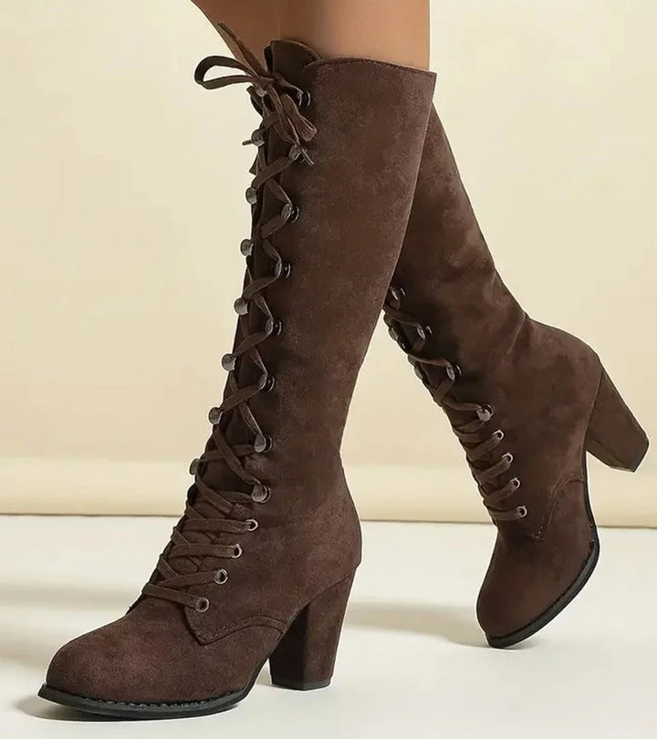 Amanda - Lace-Up High Heel Boots