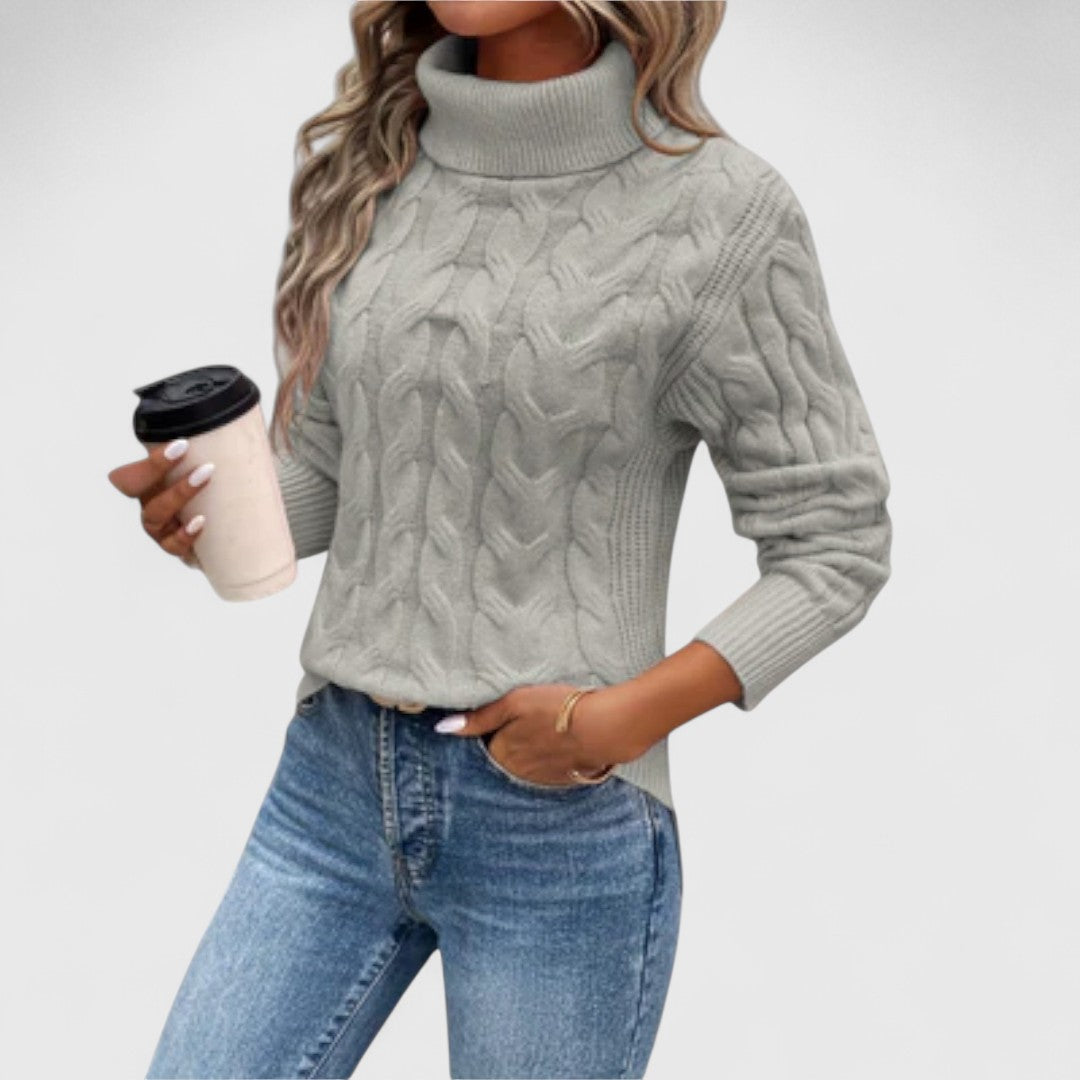 Elizabeth - Elegant Cable Knit Turtleneck Jumper