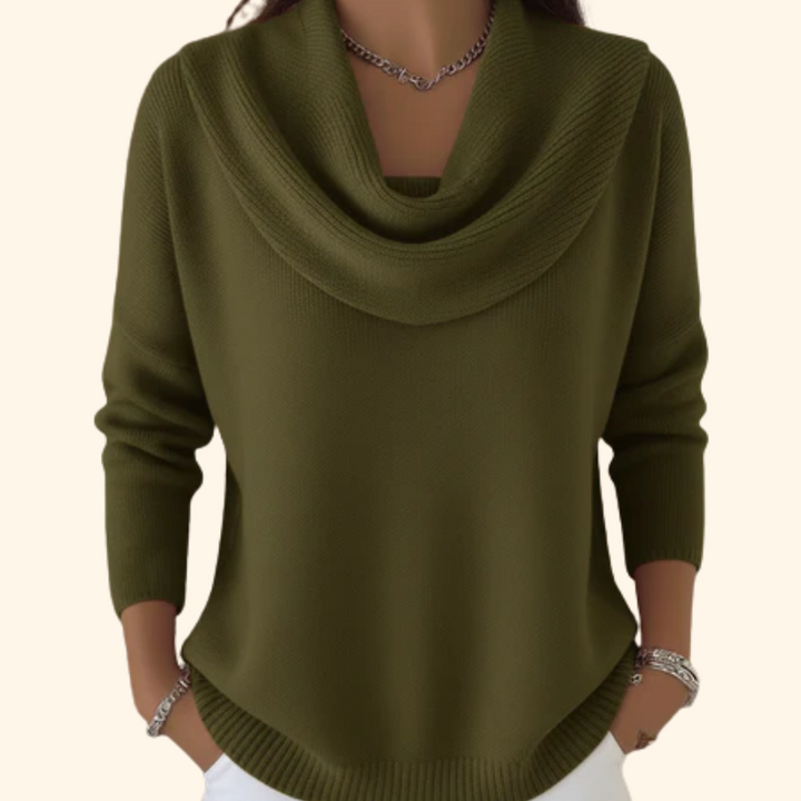 ALINA™ – Draped Cowl Neck Sweater