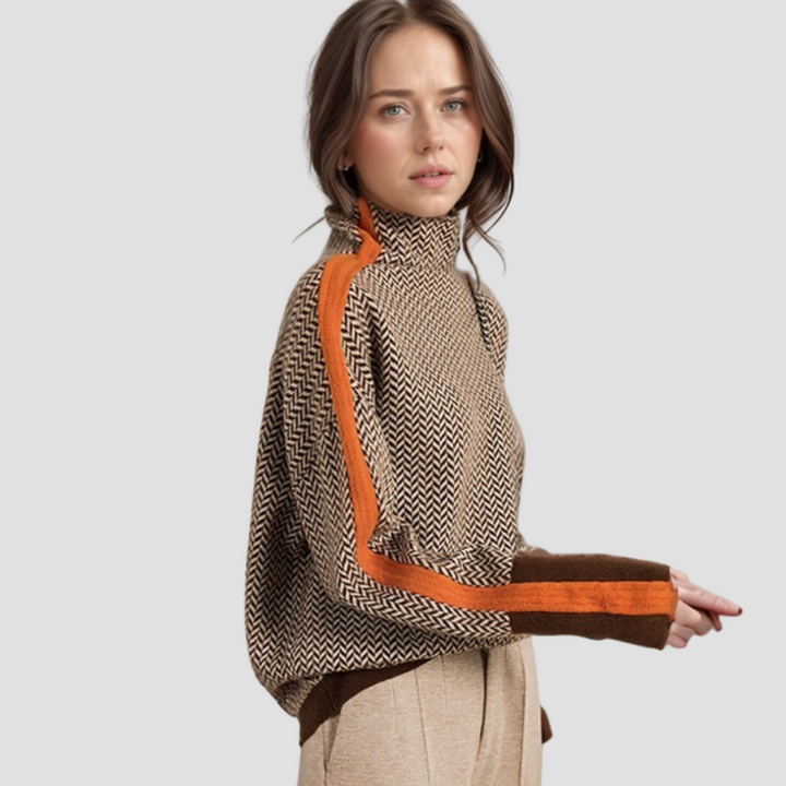 ETTA™ – Contrast Stripe Turtleneck