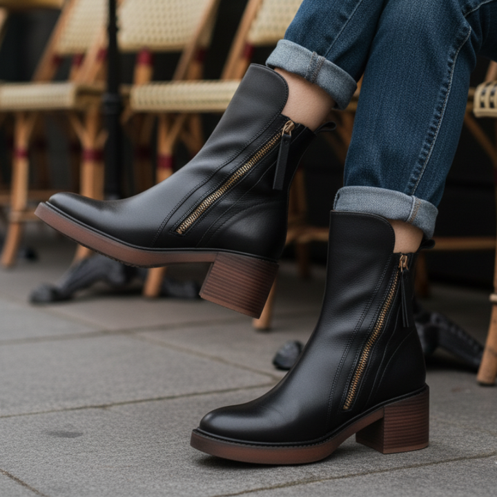 ANNA™ – Elegant Leather Boots with Comfy Heel
