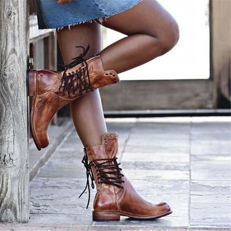 MALVORA™ – Lace-Up Mid-Calf Boots