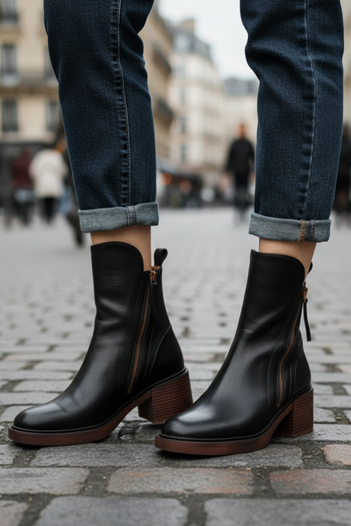 ANNA™ – Elegant Leather Boots with Comfy Heel
