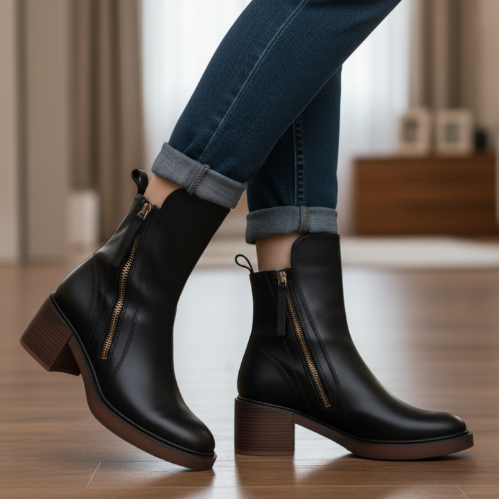 ANNA™ – Elegant Leather Boots with Comfy Heel