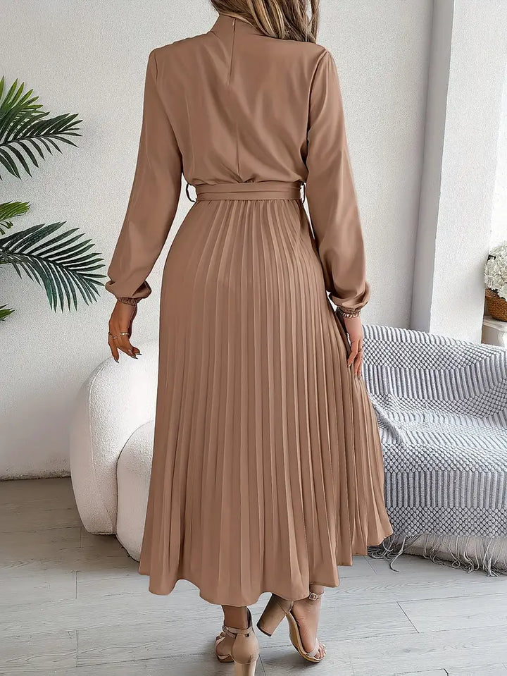 Jasmine | Women’s Long Sleeve Pleated Belted Dress