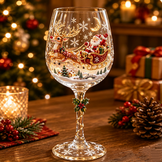 3D Christmas Wine Glass | Festive Raised Design