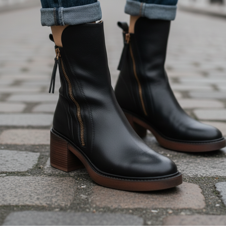 ANNA™ – Elegant Leather Boots with Comfy Heel