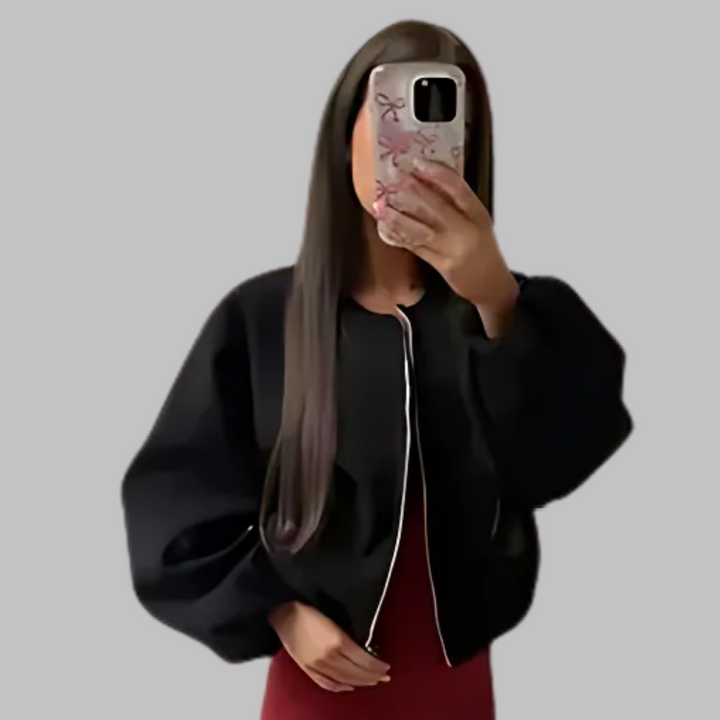 DHANE™ - Chic Long Sleeve Zipper Crop Top Jacket