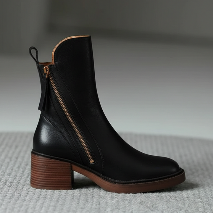 ANNA™ – Elegant Leather Boots with Comfy Heel