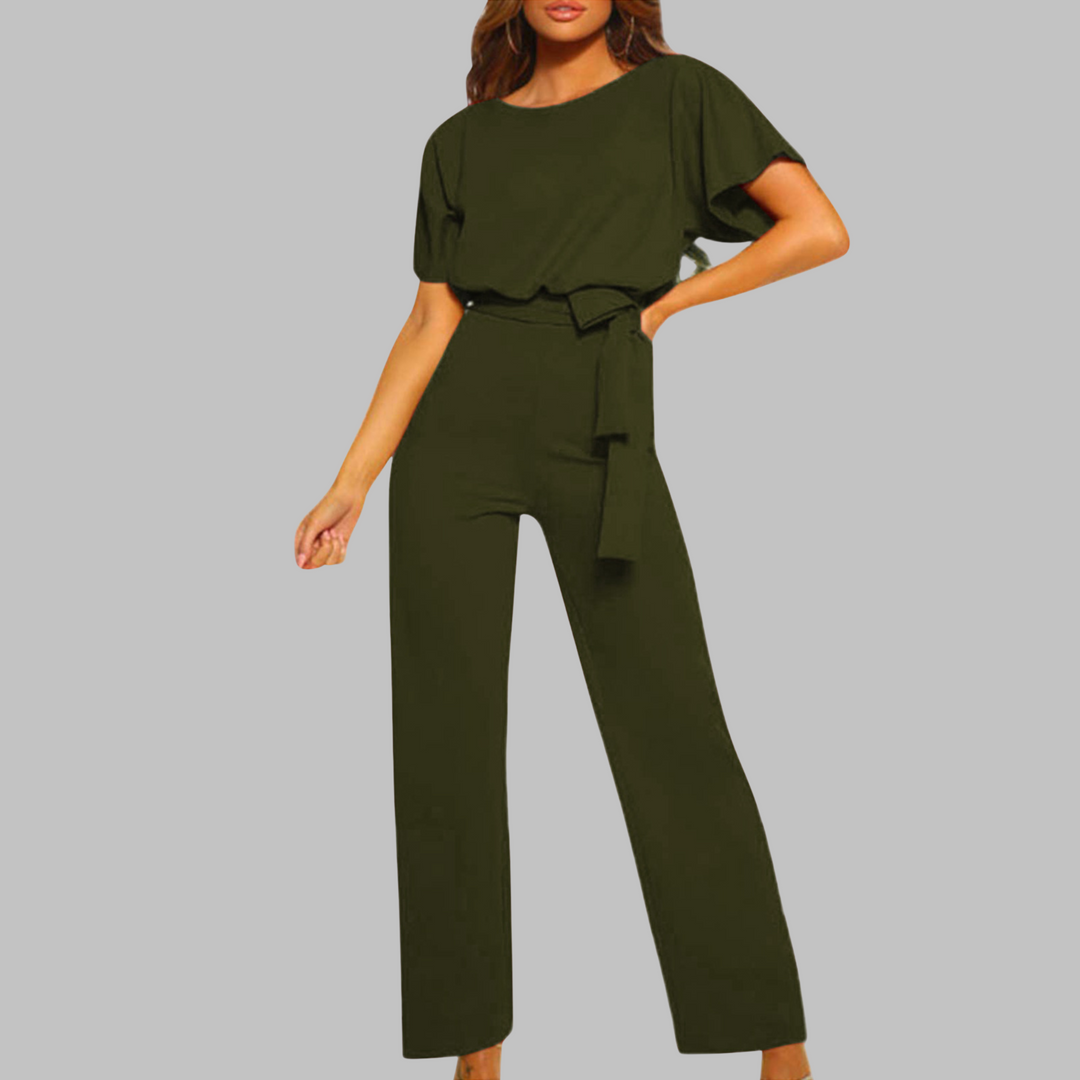 WANNON™ - Casual Tie Front Batwing Sleeve Jumpsuit