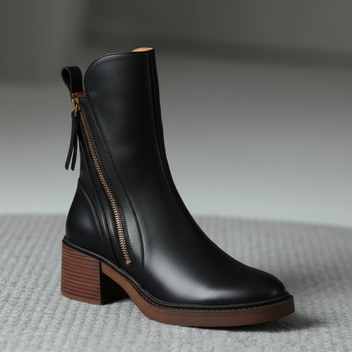 ANNA™ – Elegant Leather Boots with Comfy Heel
