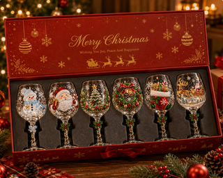 3D Christmas Wine Glass | Festive Raised Design