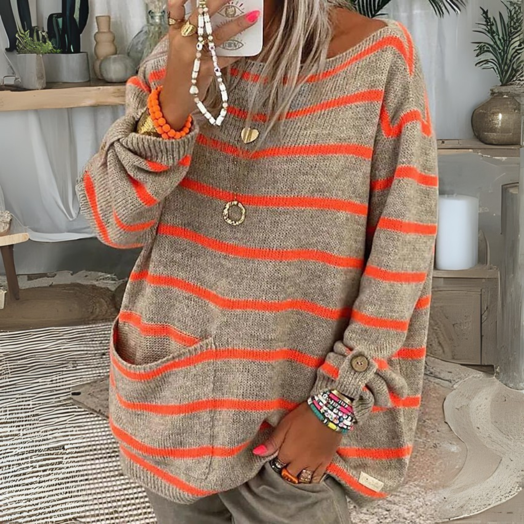 QWARA™ - Casual Drop Shoulder Long Sleeve Sweater