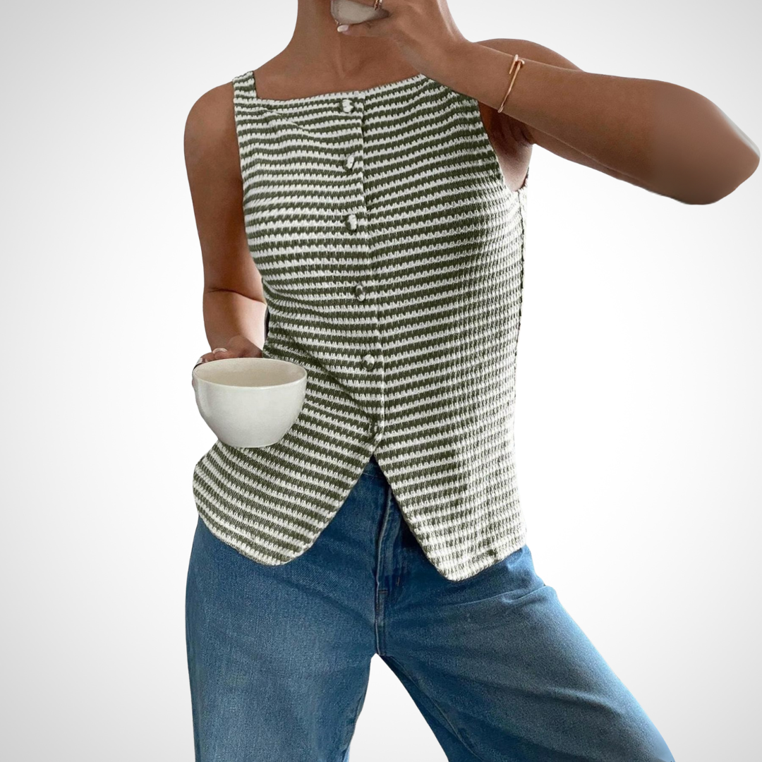QUANDA™ - Classy Button Front Sleeveless Tank Top