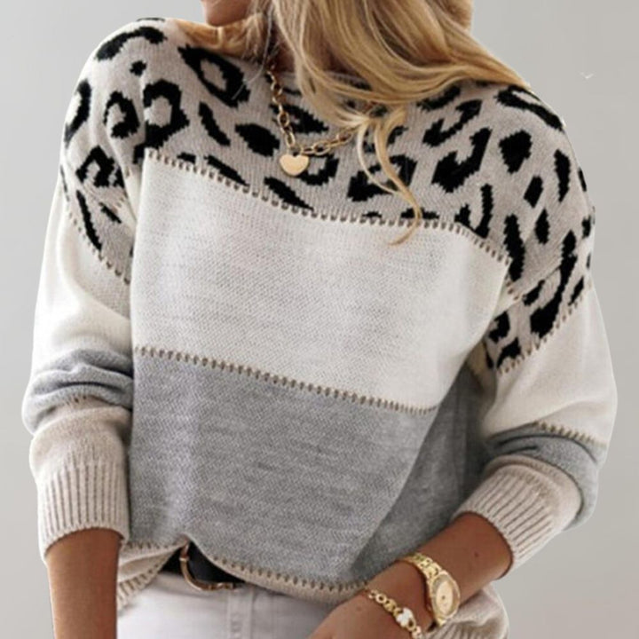 DOLLY™ – Colourblock Leopard Knit Jumper