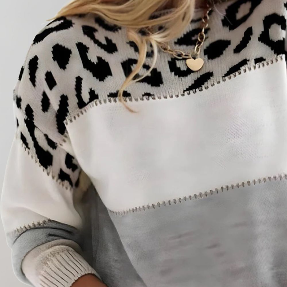 DOLLY™ – Colourblock Leopard Knit Jumper