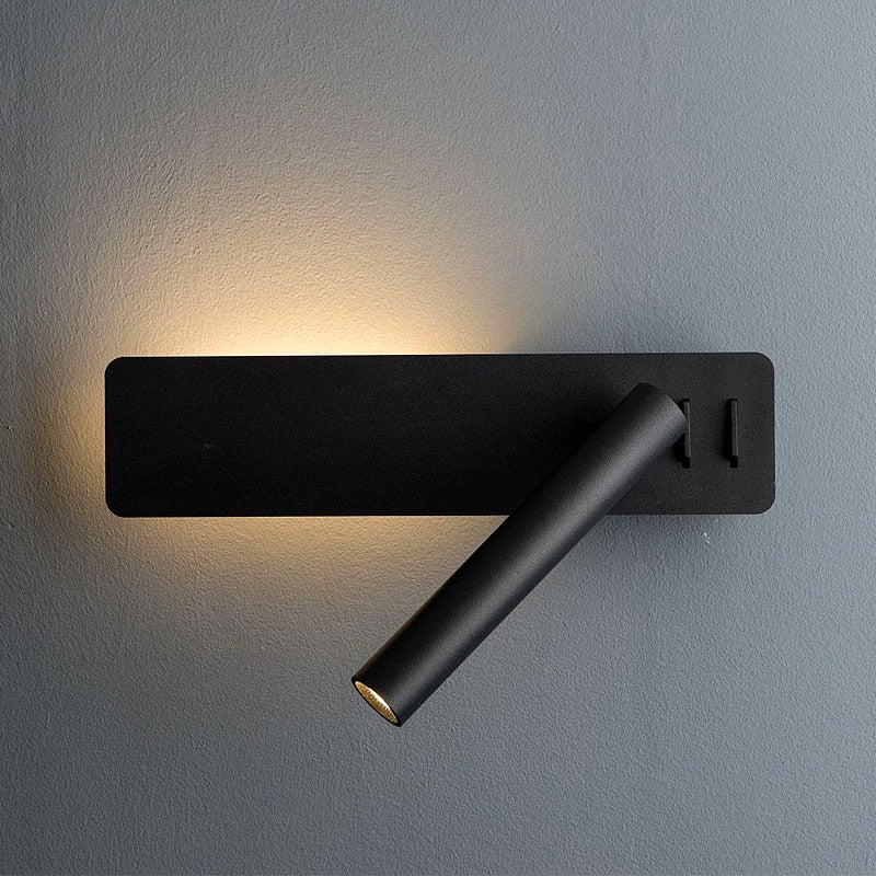 LED bedside reading wall light in black
