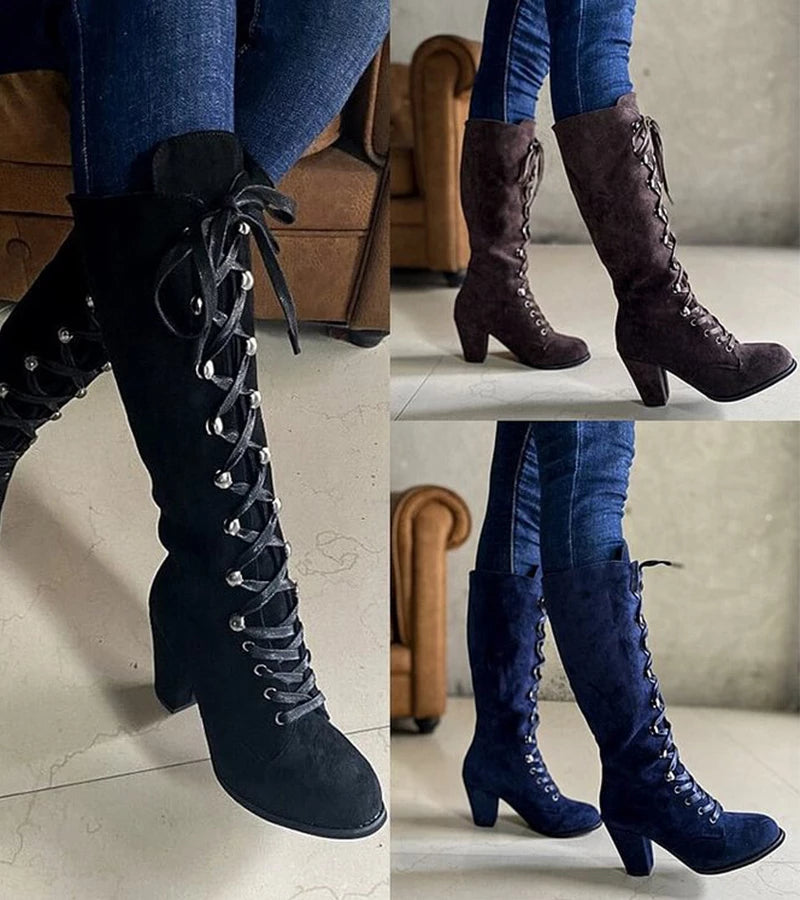 Amanda - Lace-Up High Heel Boots