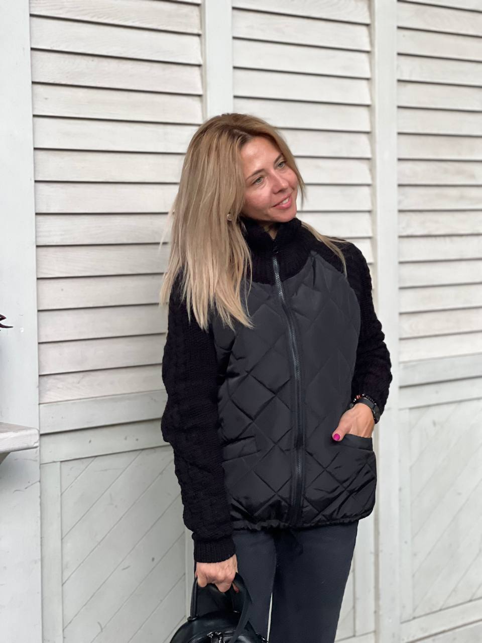 ELENI™ – Quilted Knit-Trim Jacket