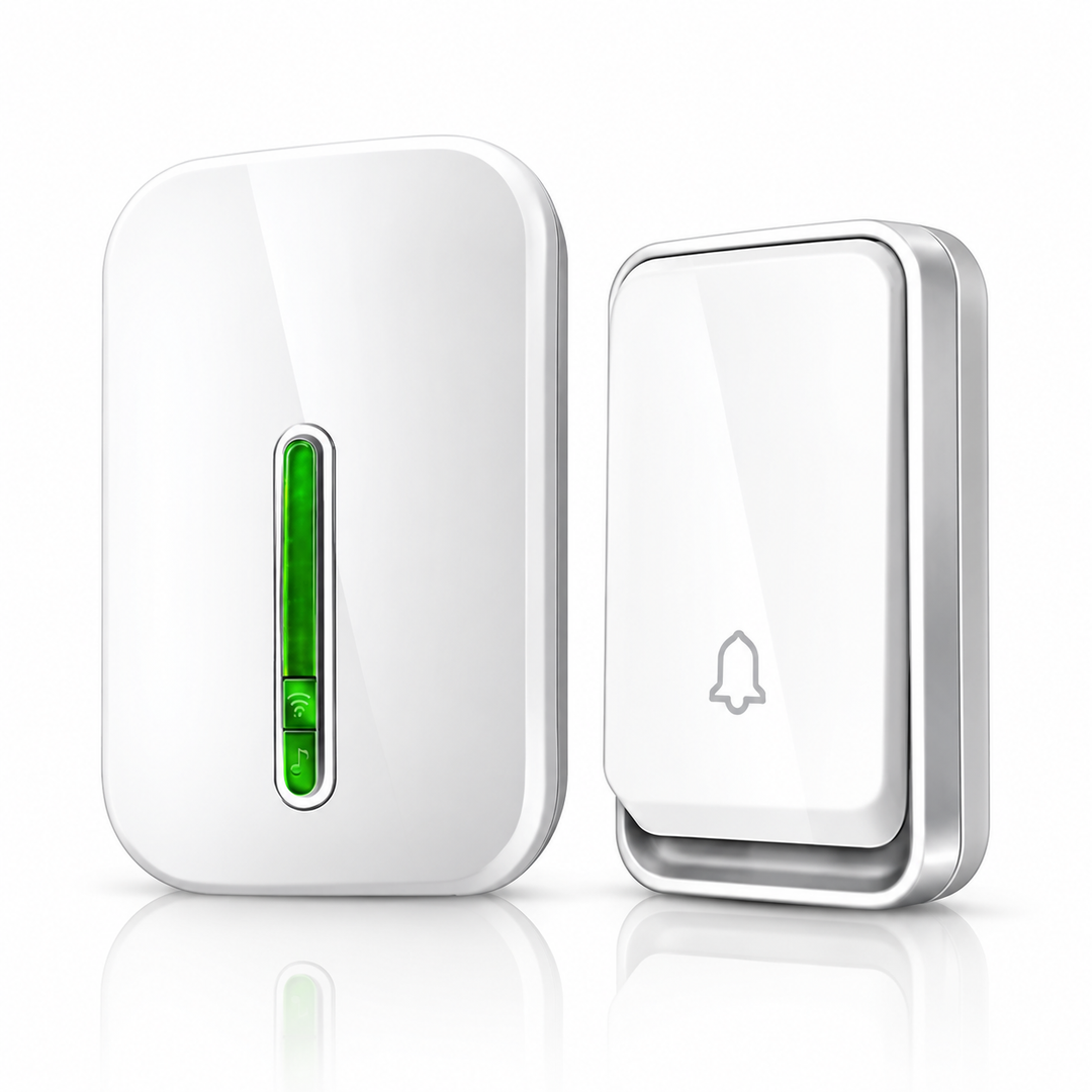 Batteryless wireless doorbell, 1 button and 1 receiver