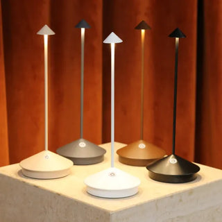 Cordless lamps lit in the evening