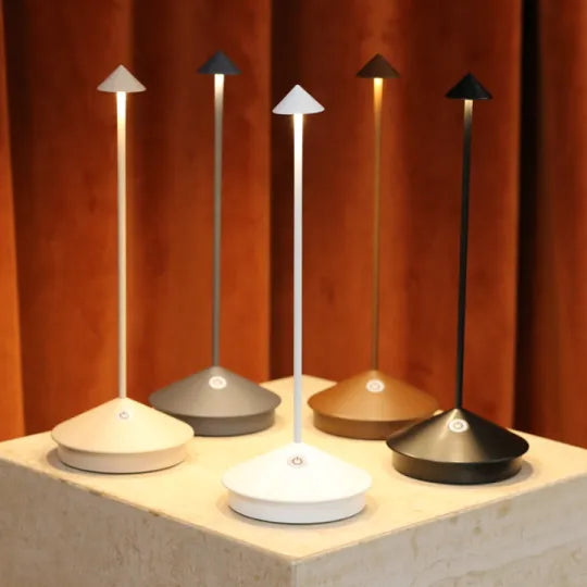 Cordless lamps lit in the evening