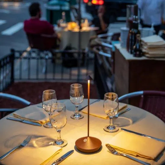 Cordless lamp on a dining table