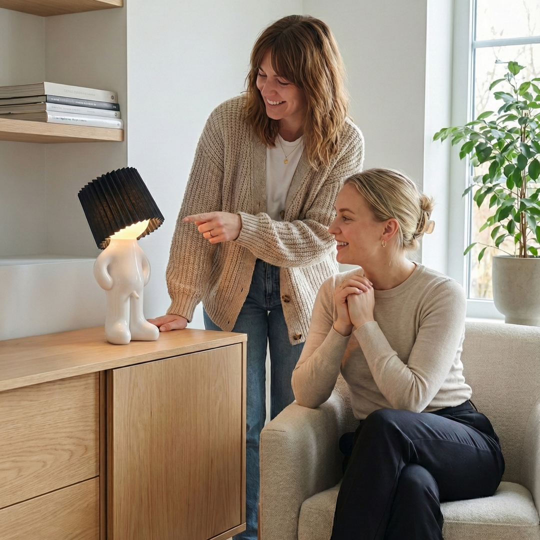 Figure Table Lamp | Decorative Character Lamp with Coloured Shade