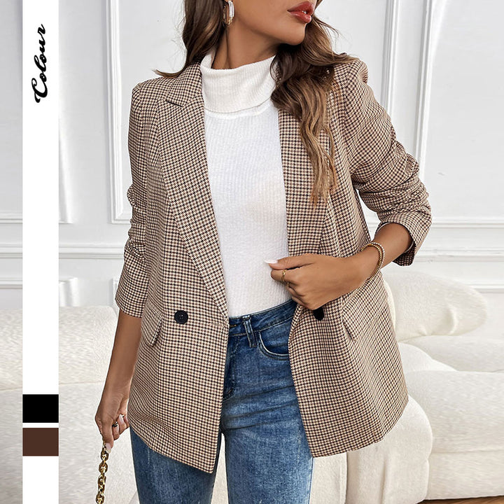Clarise™ – Retro Houndstooth Blazer