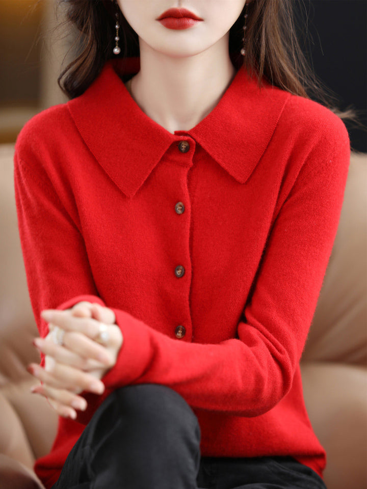 ELORA™ – Classic Button Knit Blouse