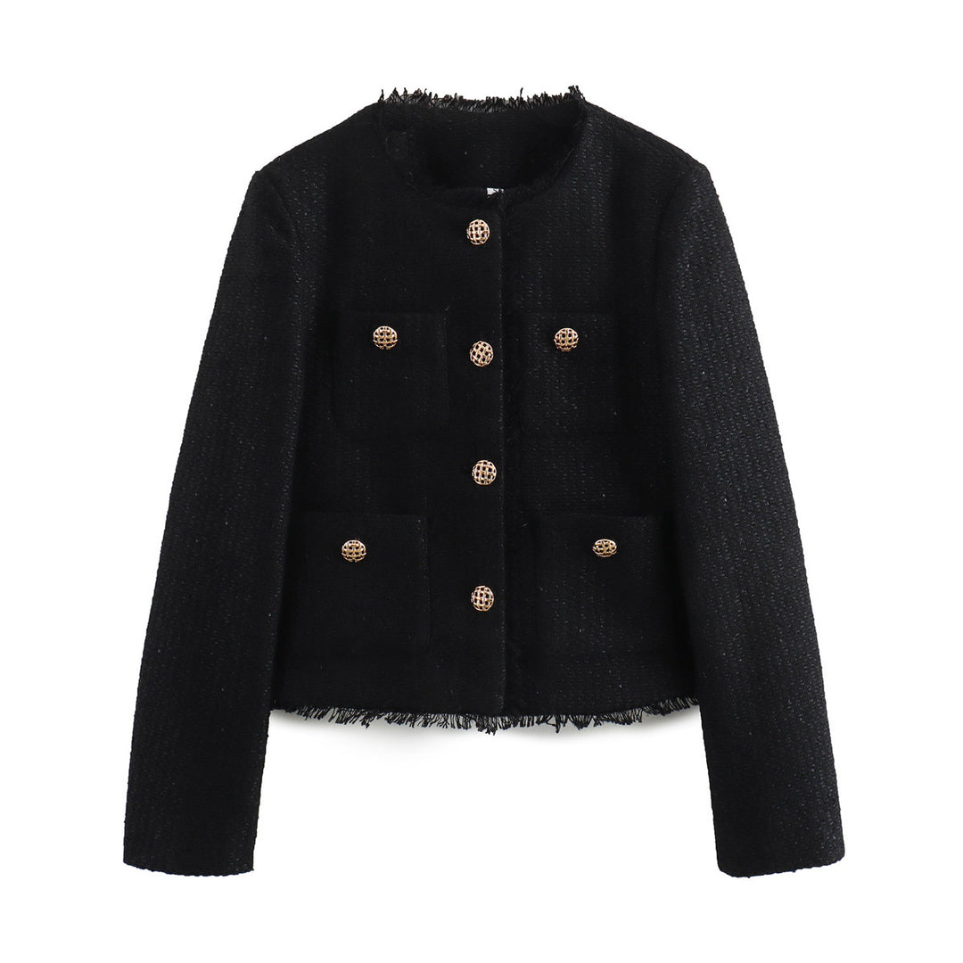 AMELIE™ – Cropped Tweed Button Jacket