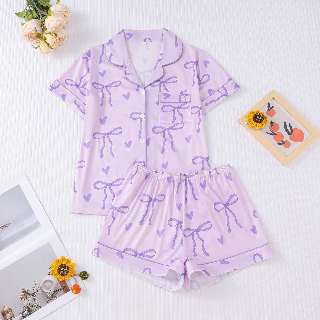 SHAKILA™ - Casual Crop Shirt and Short Pajama Set