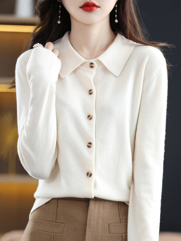 ELORA™ – Classic Button Knit Blouse