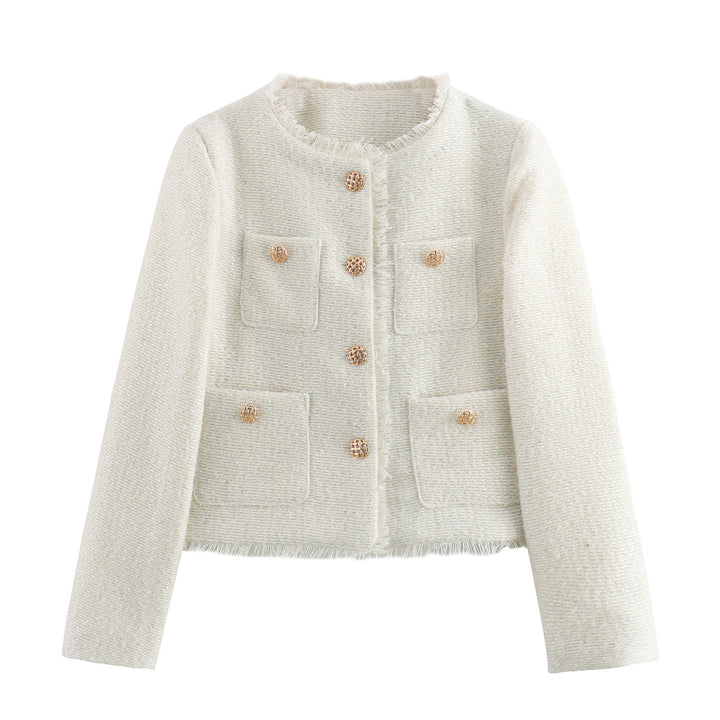 AMELIE™ – Cropped Tweed Button Jacket