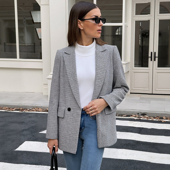 Clarise™ – Retro Houndstooth Blazer