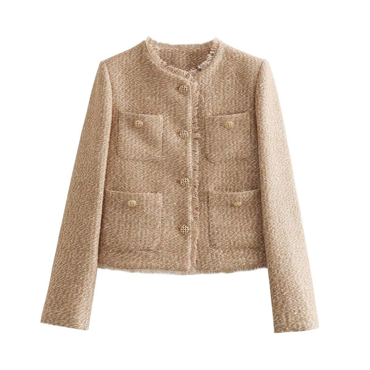 AMELIE™ – Cropped Tweed Button Jacket
