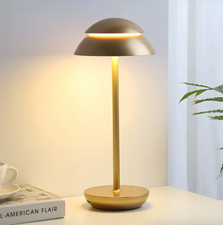 Cordless Mushroom Table Lamp - Gold