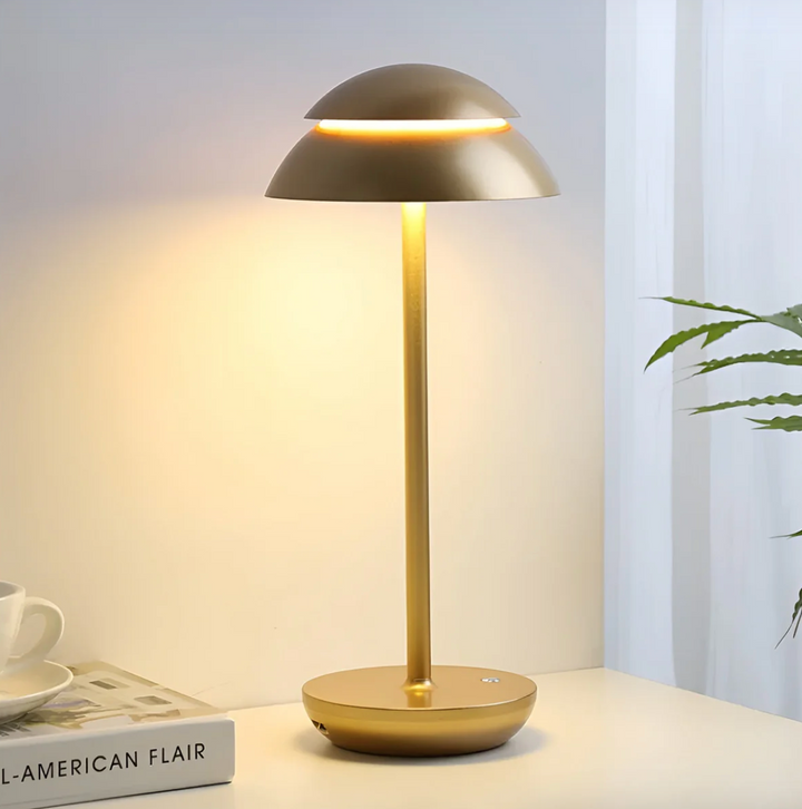 Cordless Mushroom Table Lamp - Gold