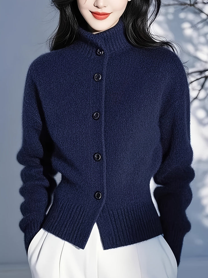 Harriet | Women’s High-Neck Button-Front Knit Cardigan