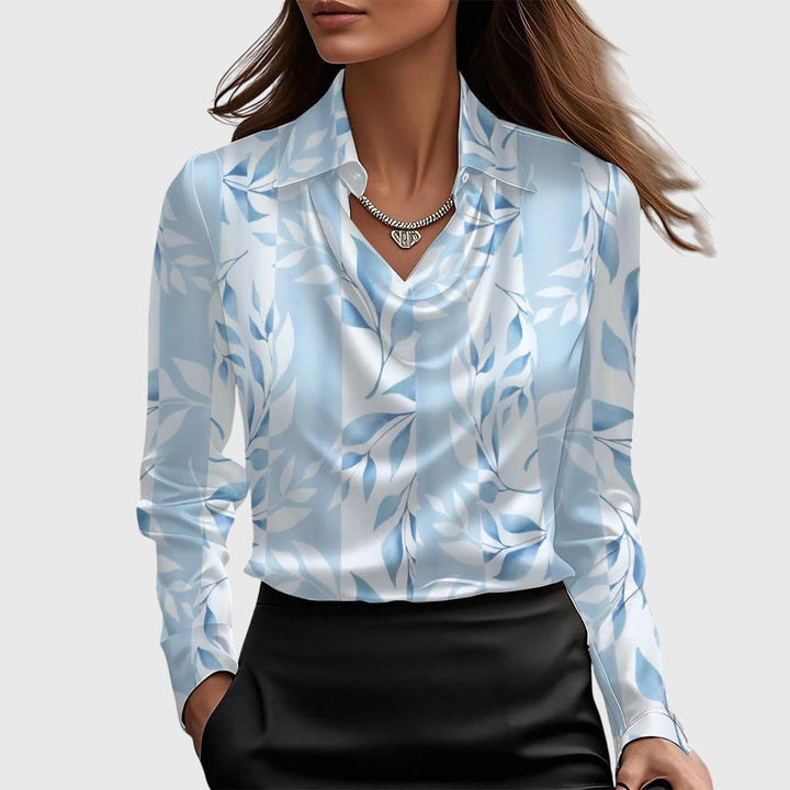 SERENA™ – Draped Collar Satin Blouse