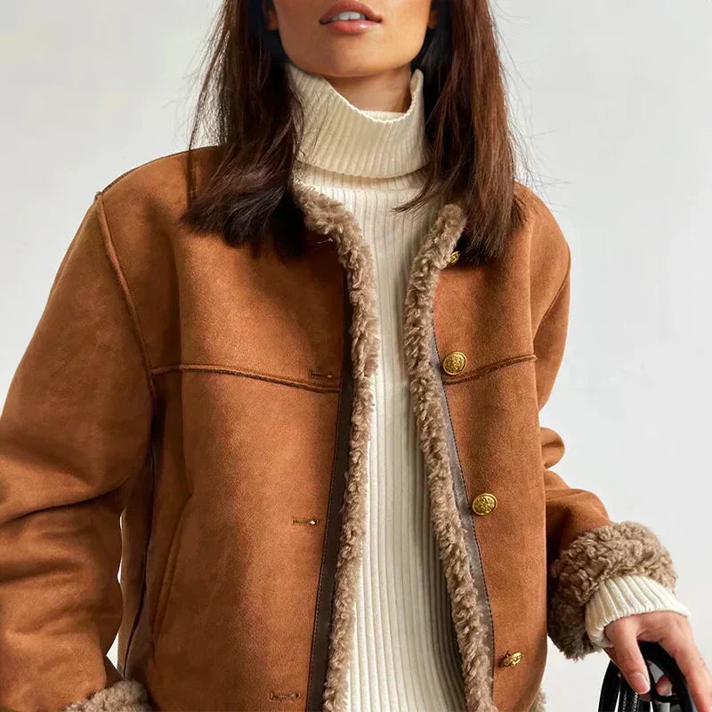 Rosalie™ – Shearling Button Jacket