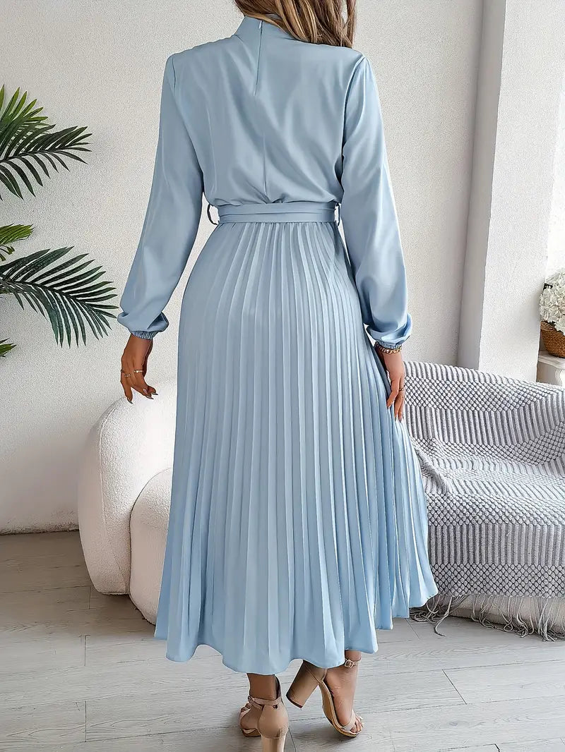 Jasmine | Women’s Long Sleeve Pleated Belted Dress