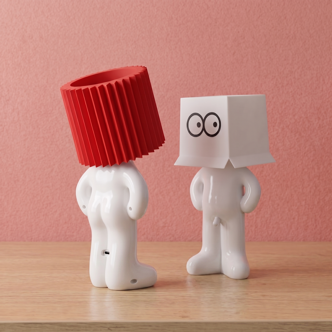 Figure Table Lamp | Decorative Character Lamp with Coloured Shade