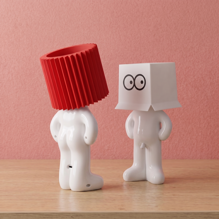 Figure Table Lamp | Decorative Character Lamp with Coloured Shade