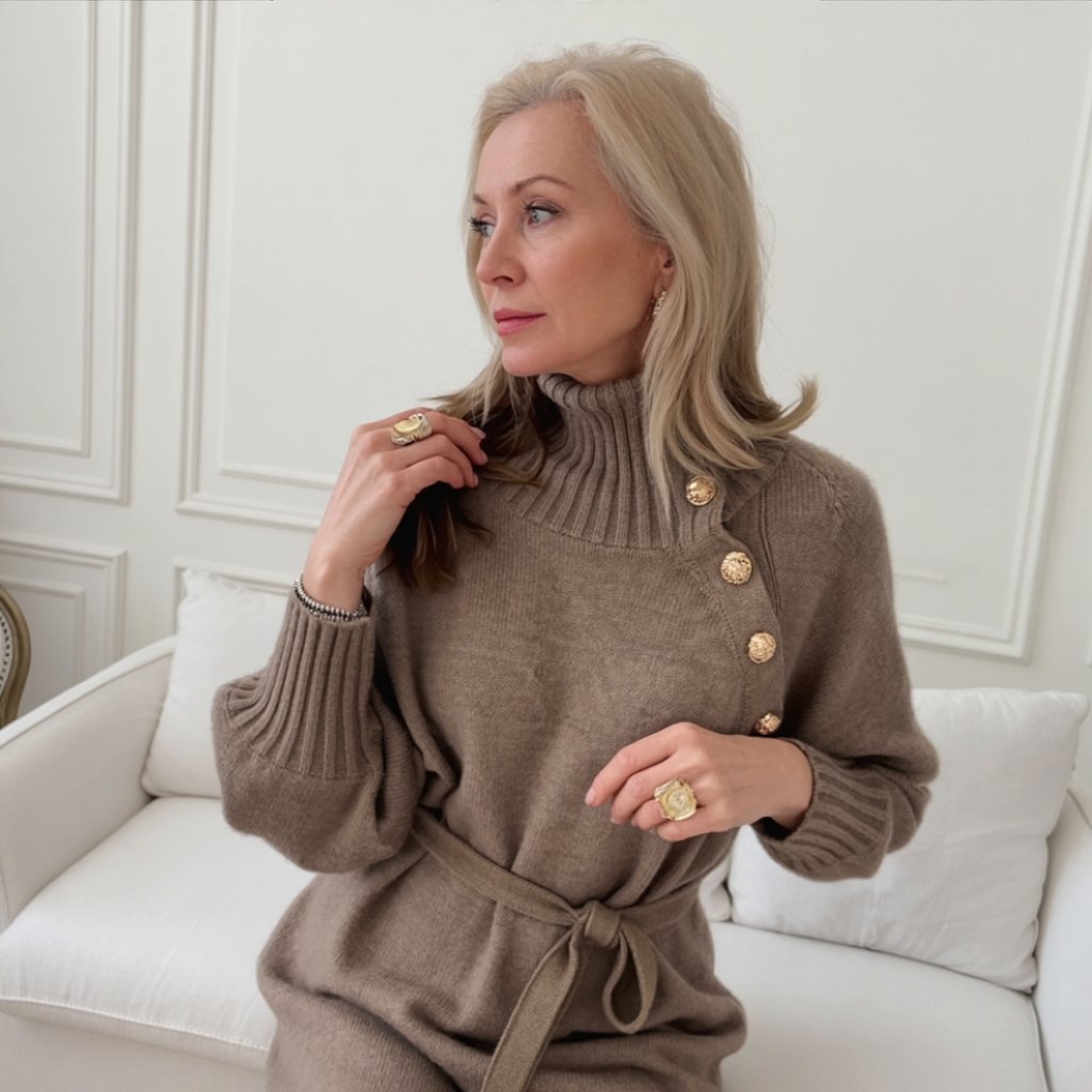 ISLA™ – Luxe Button-Knit Midi Dress