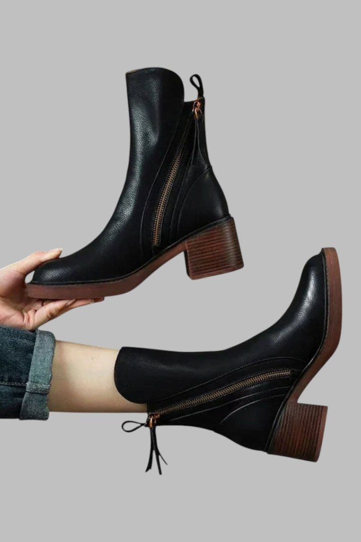 ANNA™ – Elegant Leather Boots with Comfy Heel
